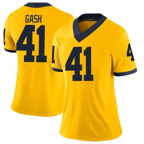 Isaiah Gash Michigan Wolverines Women's NCAA #41 Maize Limited Brand Jordan College Stitched Football Jersey PQT8454CU
